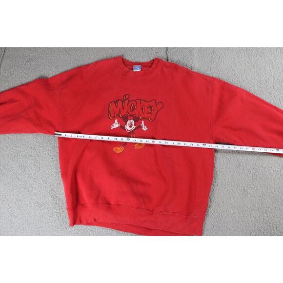Disney Sweatshirt Vintage Mens Large Red Mickey Mouse Pull Over - Picture 6 of 7